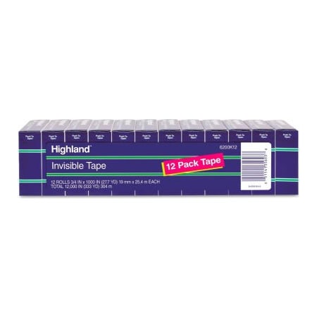 Highland„¢ Invisible Tape, 3/4 X 1000, 1 Core, 12/Pack
